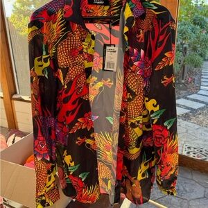 Jaded London Vibrant Dragon Print shirt jacket